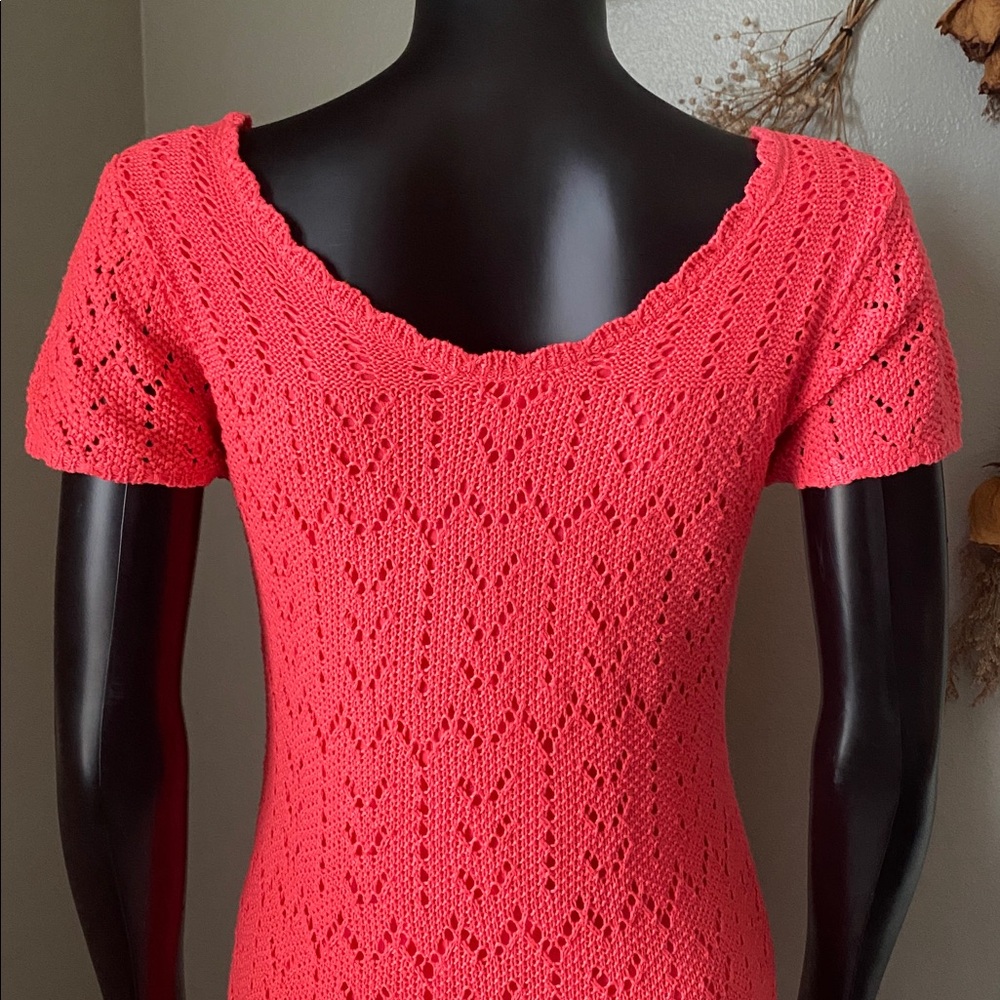 Rebellion Vibrant Coral Knit Dress - Picture 10 of 13